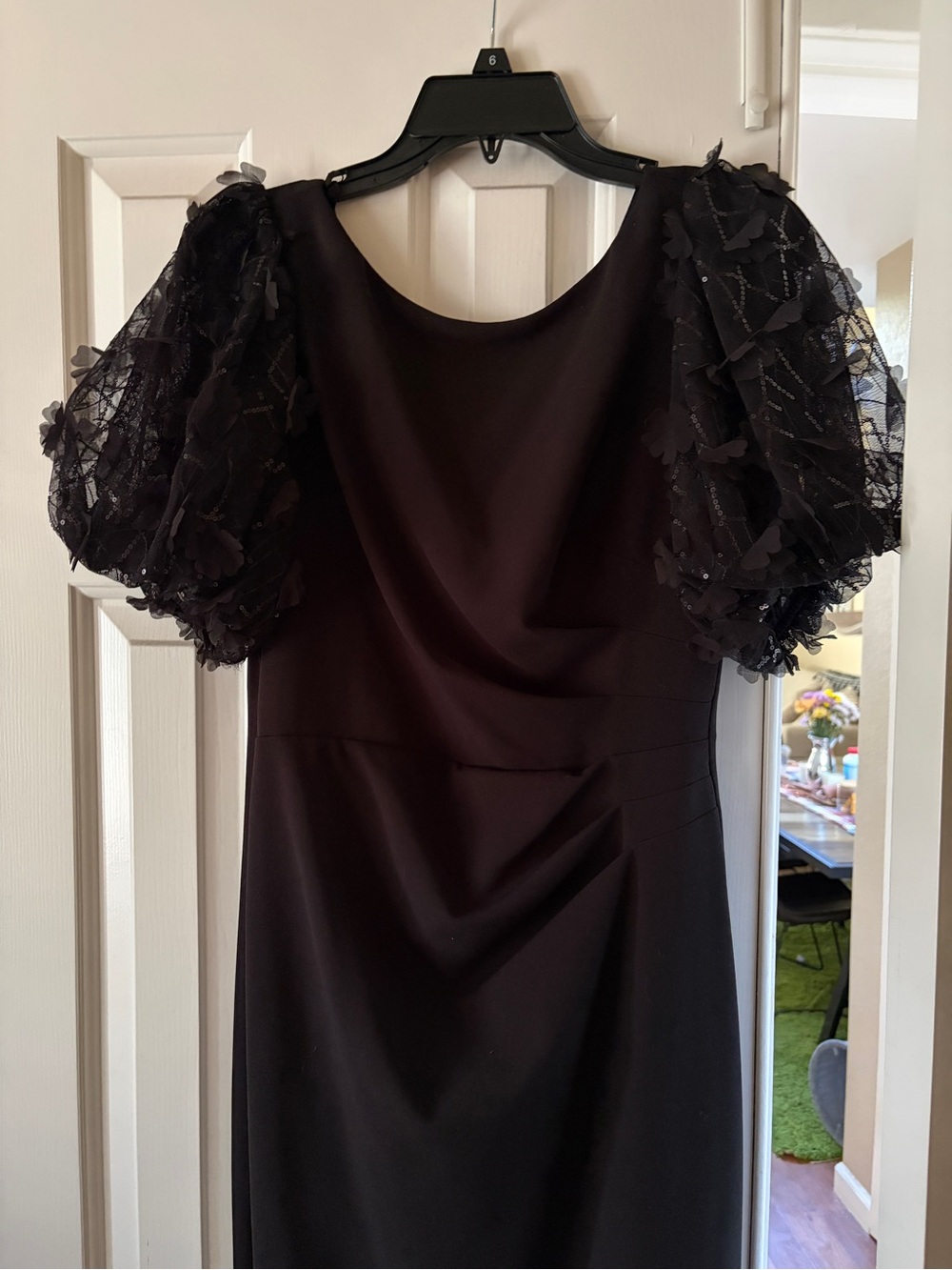 Eliza J Black Puff-Sleeve Cocktail Dress
